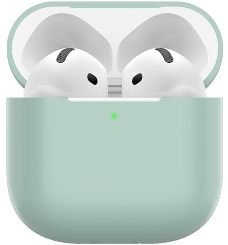 Nemteur Hülle für AirPods 4, Thin Schützende Silikon Case für AirPods 4th 2024 (USB-C) Skin Front LED Sichtbar Silicone Cover, Cloud Grey