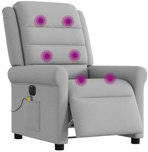 vidaXL Massagesessel Elektrisch Wolkengrau Stoff, Massagestuhl, Sessel, Relaxsessel, Massagesessel, Sessel mit Massagefunktion