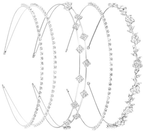 4pcs Hochzeit Braut Haarreifen Strass Haarreif Damen Mädchen Haarreifen Hochzeit Haarband Haarschmuck Strass Kristall Haarreif Braut Elegante Brautjungfern Braut Zubehör für Damen Proms Parteien