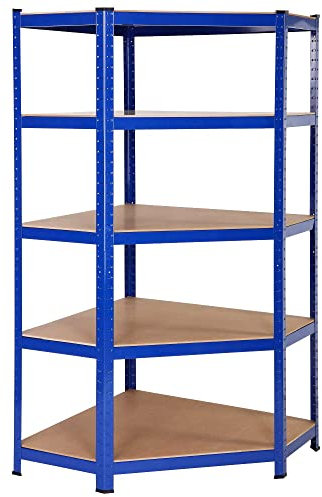 Heavy Duty Corner Racking Shelving Unit for Garage Storage 5 Tier Metal Shelves Boltless Design 240kg per Shelf Capacity 90cm x 40cm x 180cm Ideal for Shed Warehouse Industrial Use