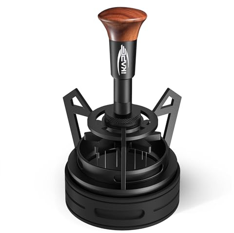 IKAPE Espresso Coffee V3 WDT Tool, 58mm Stirrer Distribution Tool, Equipped with 8-needle Stirrer, Adjustable Needle Height, Coffee Stirrer with Dosing Funnel & Stand