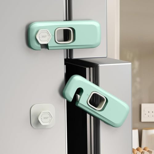 5PCs Cerraduras de Seguridad para Niños,3M Goma Seguridad Cajones Bebe Cierre Seguridad Cajones Bebe,Seguro Puertas Bebe,Bloqueo de Seguridad Bebés para cajones,refrigeradores sin perforación(Verde)