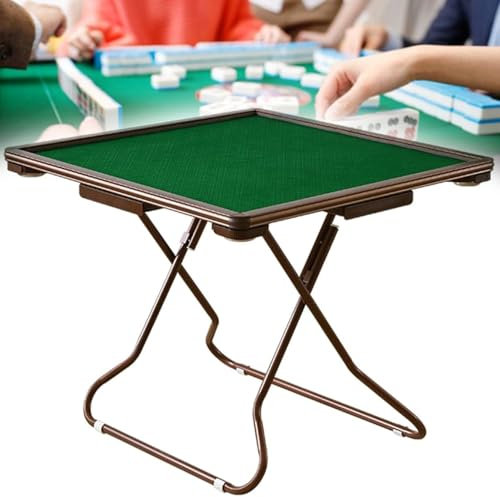 XCSCUK Mahjong-Tisch, klappbarer quadratischer 4-Spieler-Spieltisch, mit 4 Getränkehaltern und 4 Schubladen, für Brettspiele