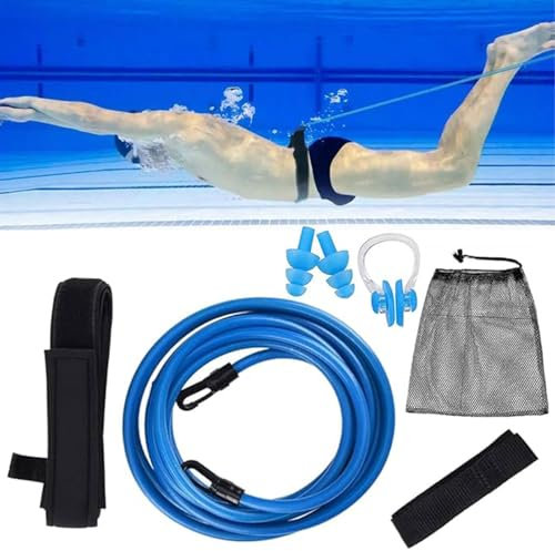 Cintura da Nuoto per Piscina,Cintura da Nuoto 4M,Regolabile Cintura da Nuoto,Corda da Allenamento per Elastico da Nuoto,Swim Training Guinzaglio,Cintura Resistenza Regolabile