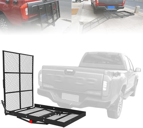 Portaequipajes De Enganche con Rampa Plegable, Capacidad 500Lbs - Rampa Acero para Silla Ruedas con Montaje En Enganche, Portaequipajes De Enganche Remolque, Receptor De Enganche De 2