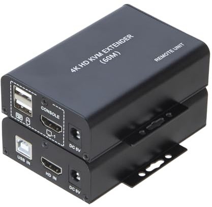 KVM Extender HDMI 60M über Cat5e Cat6 4K30Hz HDMI USB KVM 60m mit Dual Loop Output Funktion und USB Tastatur/Maus Erweiterung