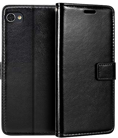 Shantime Leather Case Compatible with BlackBerry Motion, Business Design Magnetic Flip Cover with 3 Card Slots, Photo Frame, and Hidden Wallet(Black)