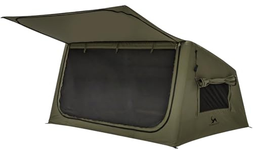 TOMOUNT Inflatable Canvas Tent with Pump,Easy Setup Blow Up Tent for Camping Outdoor Backpacking