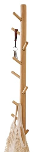 TREOAKWIS Porte-Manteau Mural 90 cm, Porte-Chapeau Vertical pour Mur, Arbre À Crochets Moderne en Bois Pour Chapeaux, Vestes, Sacs, Entrée, Chambre À Coucher