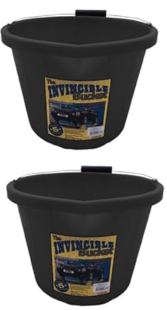 2 XAirflow Heavy Duty Invincible Builders Bucket –3 Gallon/15 Litre – Strong Handle &Calibrated Markings – Multi-Purpose Mixing, Gardening,Farm&Construction Use–Pack of 1 to 5–Multi Colours_Black
