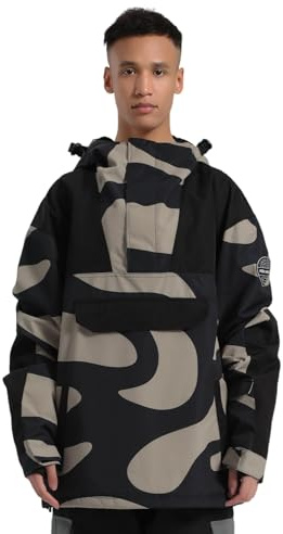 GSOU SNOW Veste de Ski et Snowboard pour Homme - Multi-poches Ample Baggy Unisexe Imperméable Coupe-vent Respirant Chaud à Capuche