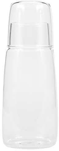 Qezodsx Ensemble de Carafe à Eau de Chevet Transparent avec Verre Gobelet pour Table de Chevet de Chambre à Coucher, Carafe à Eau de Nuit avec Verre, avec Ensemble de Tasses