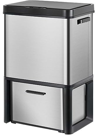 Smart Waste Bin with Dry Wet Separation, 2-Tier Stainless Steel Design for Kitchen, Bathroom, Home, and Office