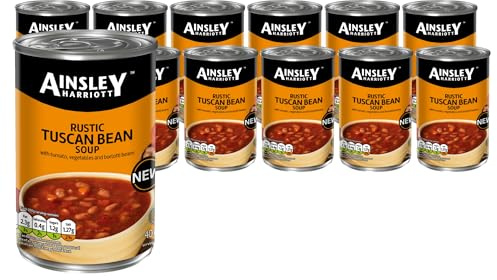 Ainsley Harriott Rustic Tuscan Bean Soup (12 x 400g) – Hearty Italian-Style Vegetable & Bean Soup, Ready-to-Eat, High Fibre, Convenient Pantry Multipack