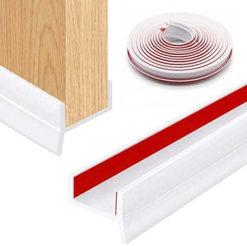 Kitchen Plinth Sealing Strip Self Adhesive 5m Silicone Rubber Sealing Strip Flexible Door Edge Banding,for 15 mm / 16 mm /17 mm Thickness for Kitchen Bathroom Door Furniture Protection (White)
