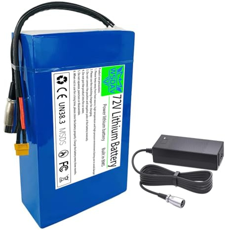 WSDAV Li-ion Battery 60V 20AH Lithium Battery 72V 20AH Rechargeable Batteries with Charger for 1200W 1440W Motor Kit,72V20AH
