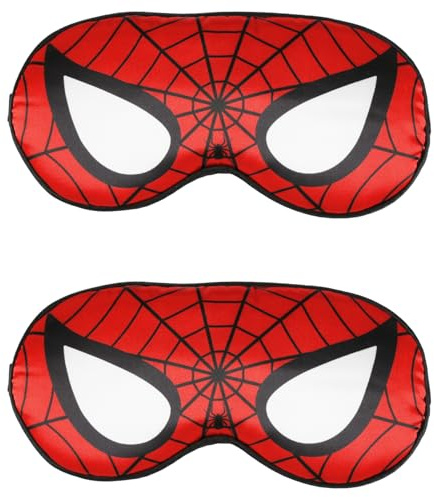 Wellrun 2PCS Cute Spider Sleep Mask,Adjustable Head Strap Blackout Cool Eye Cover,Funny Soft Breathable Imitation Silk Sleep Eye Mask for Travel,Home,Hotel,Office,Meditation,Party