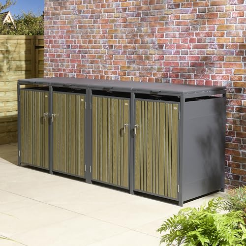 Rowlinson Wimbledon Quadruple Bin Store - Oak