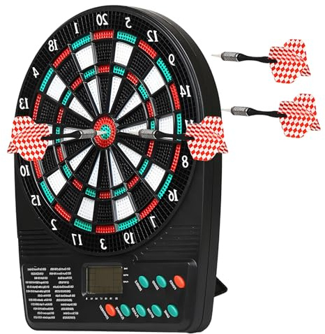 Electronic Dartboard Set with 3 Darts, Automatic Scoring LCD Display, Soft Tip Dartboard, Portable Stand, 10.2 x 7.9 in / 26 x 20 cm, Multiple Games for Family Game Room