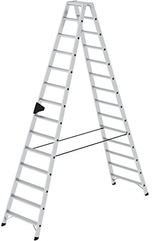 Aluminium-Stufen-Stehleiter beidseitig begehbar 2 x 14 Stufen Arbeitshรถhe bis ca. 5,00 m