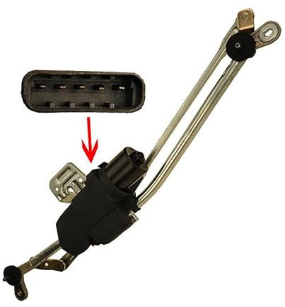 ATEC Germany Wischergestänge vorne Vormontiert mit Wischermotor, Scheibenwischeraufnahme für Frontscheibenwischer inkl Motor