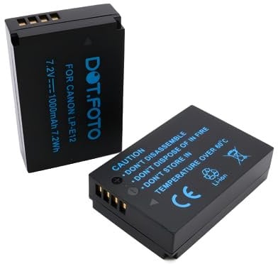 2 x Dot.Foto LP-E12 Premium 7.2v / 875mAh Rechargeable Battery for Canon EOS-M, M2, M10, M50, M50 Mark II, M100, M200, 100D / PowerShot SX70 HS
