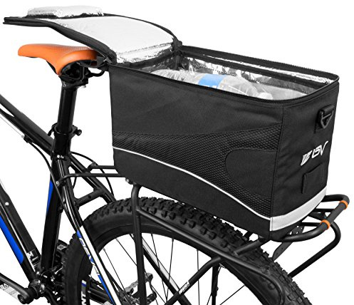 BV Insulated Bike Bag - Cooler Bike Saddle Bag with Shoulder Strap & Quick-Access Lid - for Warm or Cold Items - Bike Bags for Bicycles with Reflective Trim - Grocery, Commute & Weekend Rides