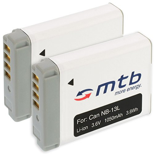 2 Akkus NB-13L NB13LH für Canon PowerShot G5 X, G7 X, G9 X (3.6V - 1050mAh - mit INFOCHIP)
