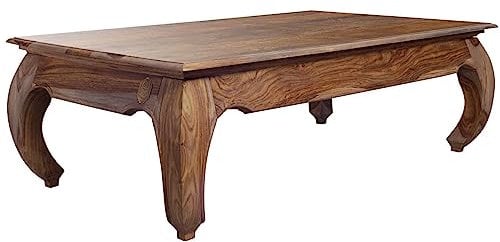 MASSIVMOEBEL24.DE | Opium eleganter Couchtisch aus Sheeshamholz #632 - braun lackiert | 130x75x40 cm | Massivholztisch Fernsehtisch Beistelltisch