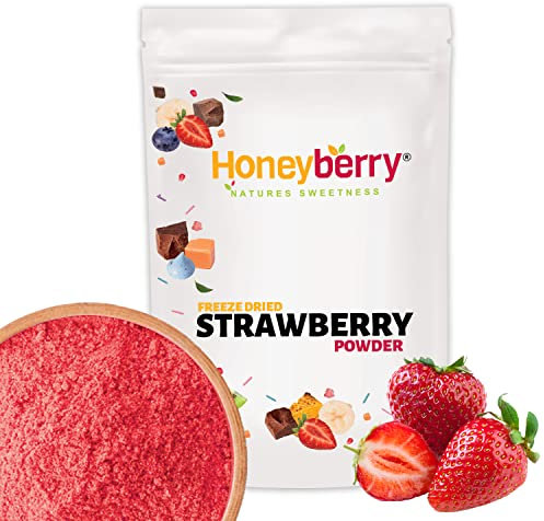 Poudre de Fraise Lyophilisée 100g - Fruits Lyophilisés en Poudre - Poudre de Fraise Déshydratée - Fruits Déshydratés Poudre pour Pâtisserie, Smoothies, Desserts, Yaourts - Naturelle, Sans Additifs