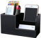 KINGFOM Multi-fonctionnels Organisateur de Bureau 3 Compartiments Pot à crayons (Noir)