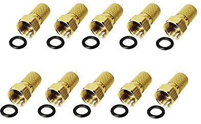 Premium X 10x F-Stecker 7,5 mm mit Gummidichtring für Koaxialkabel Antennenkabel Koax Kabel