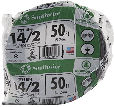 Southwire 13054222 14/2WG UF Wire 50-Foot,Grey
