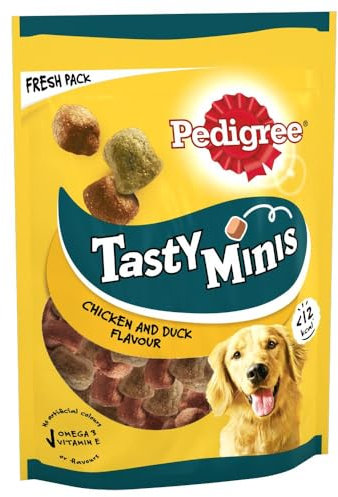 PEDIGREE TASTY MINIS Adult Dog Treats Chicken & Duck Chewy Cubes 130g - Pack of 8