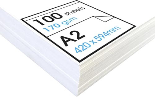 Artway Studio - A2 Kartuschenpapier zum Zeichnen - Ideal für Trockenkunst Anwendungen - 170gsm - A2 (100 Blätter), weiß
