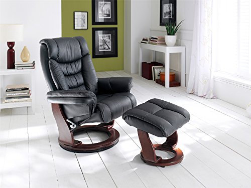 möbelando Relaxsessel mit Hocker Fernsehsessel Lesesessel Sessel Leder Toronto