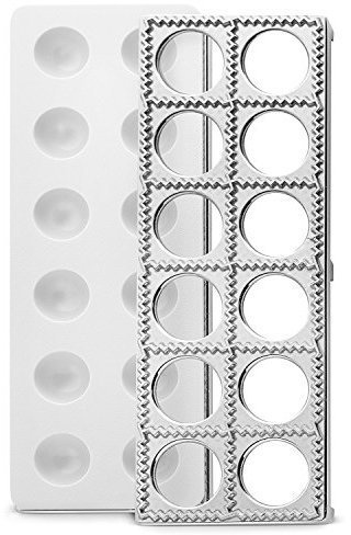 Bellemain Große Ravioli-Formen: Manuell, Weiß / Silberfarben, Kunststoff Metall