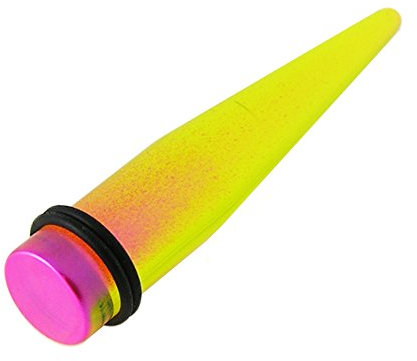 Monster Piercing | UV Acryl Dehnstab Dehnstift Expander | Gelb Pink | Ohr Piercing Fleischtunnel Plug Tunnel Ohrring Männer Frauen | Durchmesser: 1,6MM bis 12MM