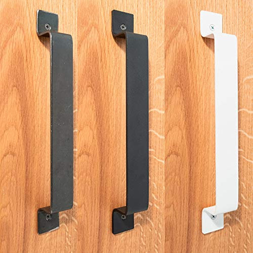 Natural Goods Berlin 1x manilla plana, tirador de puerta corredera, puerta de granero, tirador de cajón, metal, con recubrimiento en polvo (Blanco, Modelo FLAT)