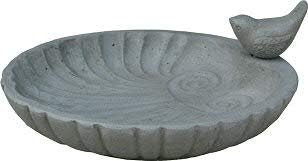 Hochwertige & Moderne Vogeltränke mit Vogel – Groß: Ø 37cm – Farbe: Grau - Winterfest – Dekoration Garten – Vogelbecken/Vogelbad/Wasserstelle/Futterstelle (Groß: Ø 37cm, Grau)