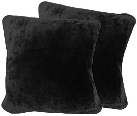2er Pack Kuschelkissen Premium Cashmere Feeling Kissen 50x50 cm Flauschiges Sofakissen (schwarz)