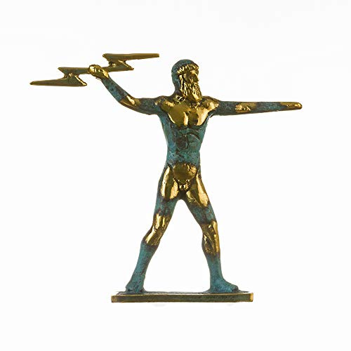 Zeus Donner Handgemachte Statue Griechischer König Gott Skulptur Massive Bronze Figur Miniatur 13 cm