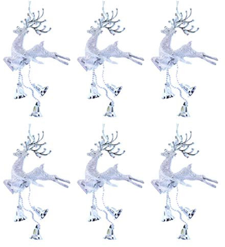 Toyvian 6 Stücke Weihnachten Hängende Ornamente Hohl Hirsch Rentier Glocke Design Weihnachtsbaum Dekoration (Silber)
