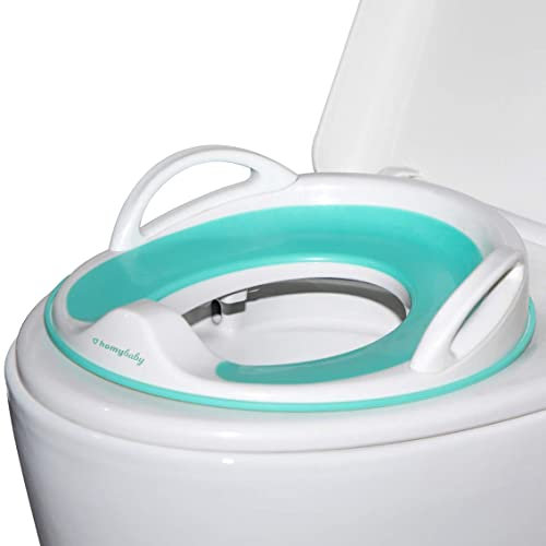 HOMYBABY® Reductor - Adaptador WC Niños para Aprender a ir al Baño - Asiento Inodoro Universal - Antideslizante - Orinal Bebe Portatil - Blanco y Turquesa