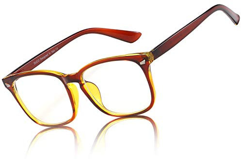 DUCO Blaulichtfilter Brille Damen Herren Ohne Stärke Brille für PC/TV/Gaming/Handy mit UV-Schutz Blaufilter Brille 5201