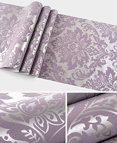 Prior.choice Rouleau de papier peint non tissé texturé en relief pour chambre à coucher, salon, 6 couleurs, 9,5 x 0,53 m (l x L) = 5,035 m² (violet)