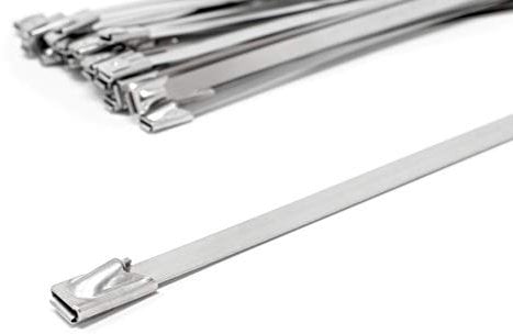 100 Pack Metal Cable Ties | 200mm x 4.6mm (8) | CE Premium 316 Stainless Steel Cable Ties - High Temperature Exhaust Clamp, Security Metal Zip Ties, Metal Banding, Exhaust Heat wrap