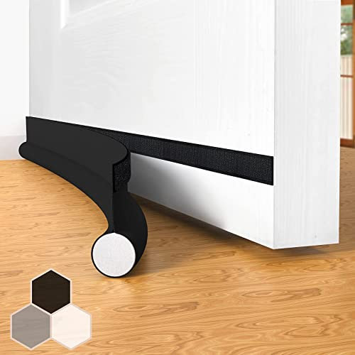 Draft Excluder - 37 Cutable One Sided Door Draft Blockers, Adhesive Draught Excluder for Bottom of Door, Black