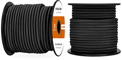 Abma Cord Gummiseil Expanderseil 4mm 20M Gummischnur UV Beständig Planenseil 100% Dehnung Spannseil für Plane, Anhängerplane, Sonnensegel, Zelte, Banner - Schwarz
