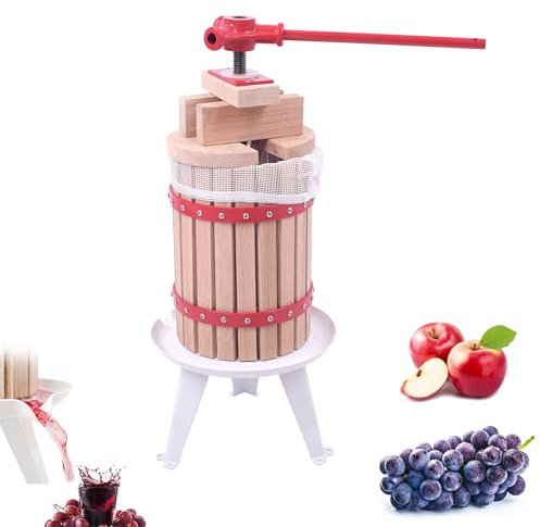 YRHome 6L Obstpresse Saftpresse Manuelle Fruchtpresse Weinpresse Beerenpresse Maischepresse Apfelpresse mit Pressnetz für Wein Obst Maische